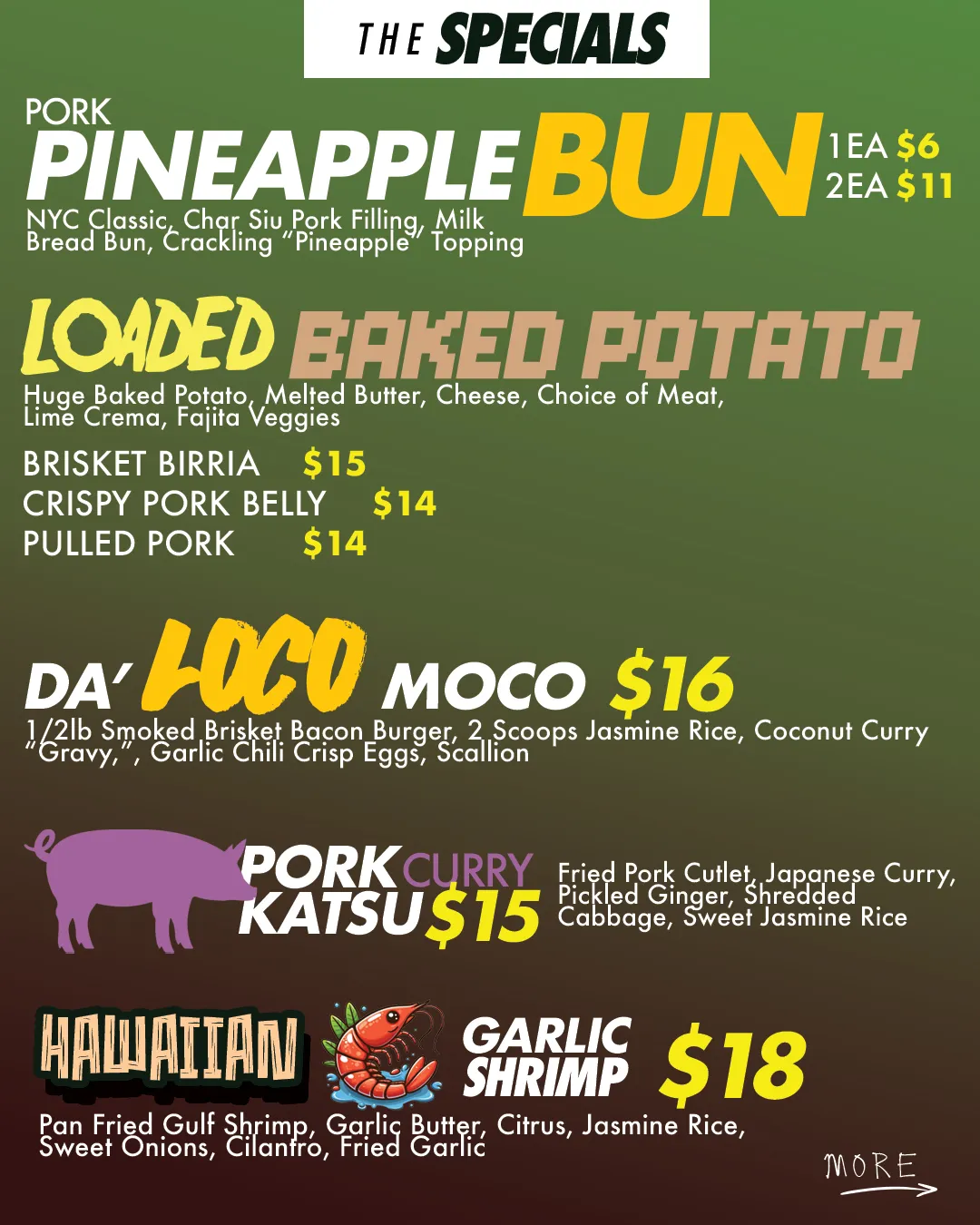 The Curry Calamity Part II menu panel 2 of 3